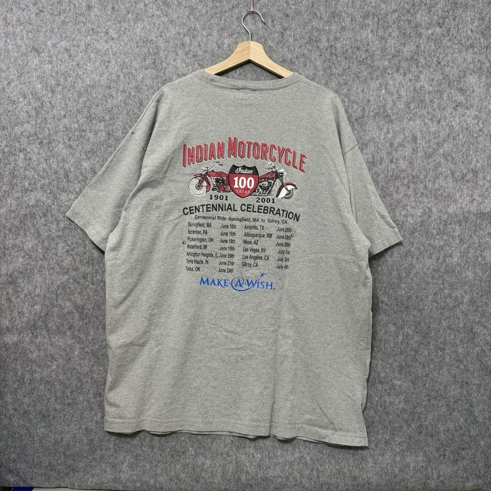 Vintage Indian Motorcycle T-Shirt Men's 3XL Gray Centennial 1901–2001 Canada